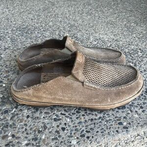 Olukai Moloa Kohana Suede Leather Casual Slip On Loafer Shoes Men 13 Brown